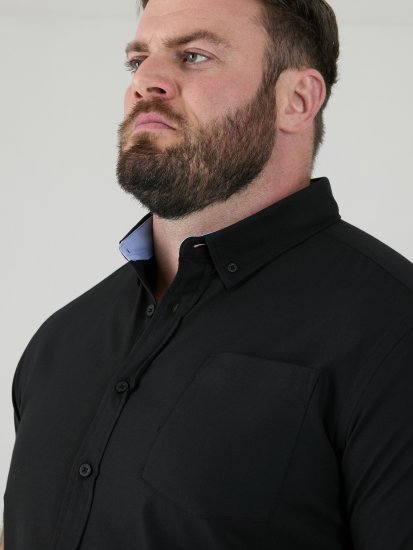 D555 James Kurzarm Oxford-Hemd TALL Schwarz - TALL hemden - 