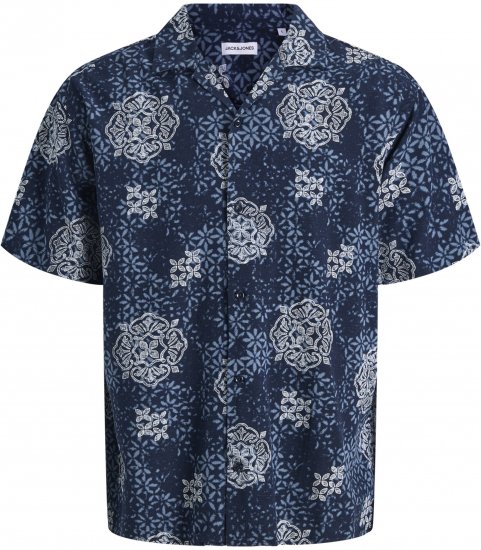 Jack & Jones Alfredo Shirt Short Sleeve Blue - Kurzarmhemden - Herren Kurzarmhemden Große Größen