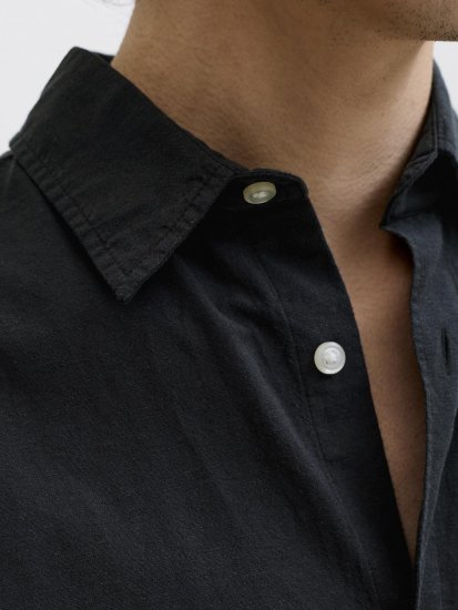 Jack & Jones Breeze Linen Short Sleeve Shirt Black - Herrenhemden - Herrenhemden in großen Größen