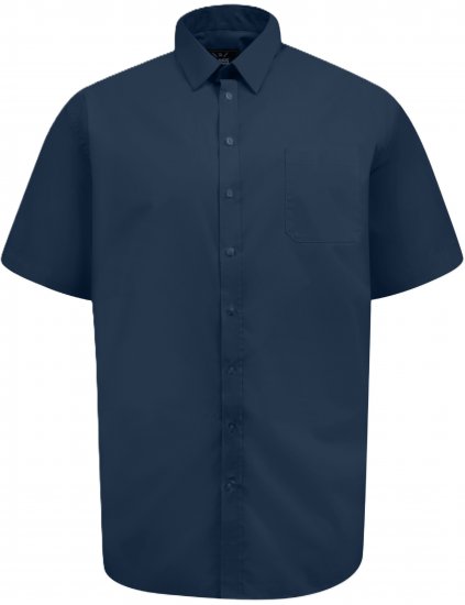D555 Lucas Fleckenabweisendes Bügelfreies Stretch-Kurzarmhemd Navy - Herrenhemden - Herrenhemden in großen Größen