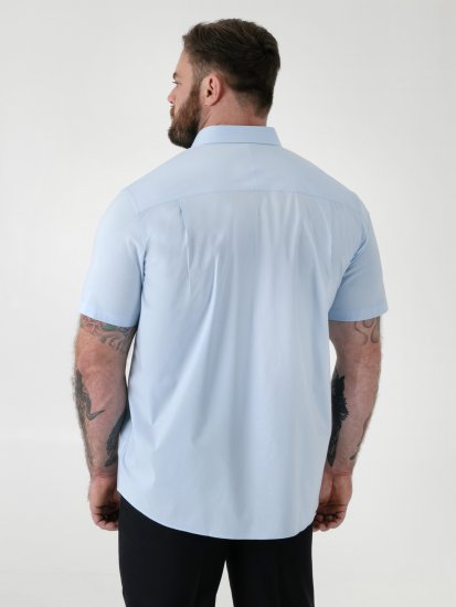 D555 Lucas Fleckenabweisendes Bügelfreies Stretch-Kurzarmhemd Hellblau - Herrenhemden - Herrenhemden in großen Größen