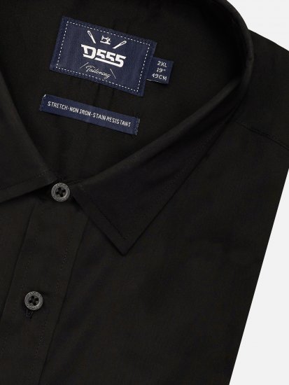 D555 Lucas Fleckenabweisendes Bügelfreies Stretch-Kurzarmhemd Schwarz - Herrenhemden - Herrenhemden in großen Größen