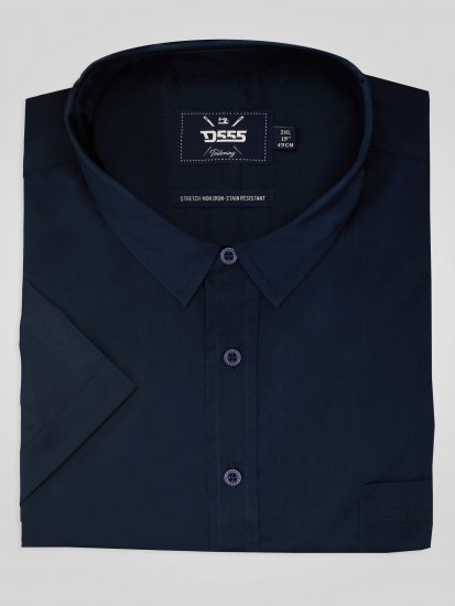 D555 Lucas Fleckenabweisendes Bügelfreies Stretch-Kurzarmhemd Navy - Herrenhemden - Herrenhemden in großen Größen