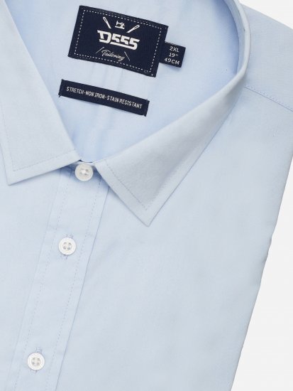 D555 Lucas Fleckenabweisendes Bügelfreies Stretch-Kurzarmhemd Hellblau - Herrenhemden - Herrenhemden in großen Größen