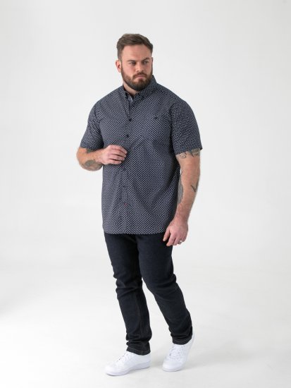 D555 Melrose Navy Icon AOP Button Down Collar Short Sleeve Navy - Kurzarmhemden - Herren Kurzarmhemden Große Größen