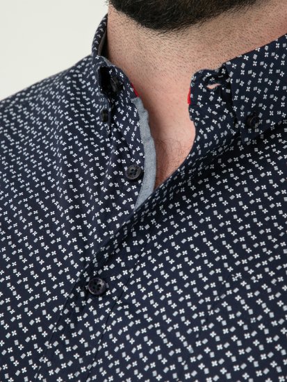 D555 Melrose Navy Icon AOP Button Down Collar Short Sleeve Navy - Kurzarmhemden - Herren Kurzarmhemden Große Größen
