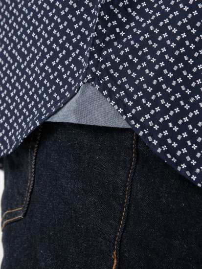 D555 Melrose Navy Icon AOP Button Down Collar Short Sleeve Navy - Kurzarmhemden - Herren Kurzarmhemden Große Größen