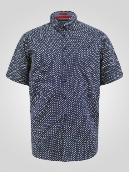 D555 Melrose Navy Icon AOP Button Down Collar Short Sleeve Navy - Kurzarmhemden - Herren Kurzarmhemden Große Größen