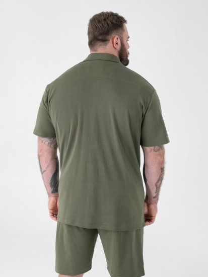 D555 Connor Stretch Cuban Collar Reosrt Short Sleeve Shirt Khaki - Herrenhemden - Herrenhemden in großen Größen