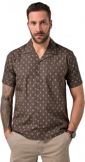 JP1880 Boxy Cuba Short Sleeve Shirt Brown - Herrenhemden - Herrenhemden in großen Größen