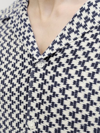 Jack & Jones Montauk Crochet Short Sleeve Shirt Navy - Herrenhemden - Herrenhemden in großen Größen