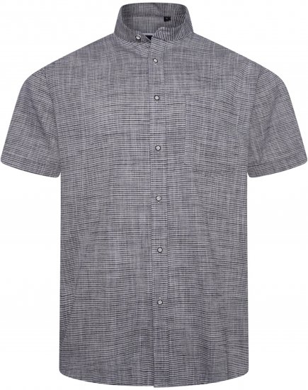 Kam Jeans 6334 Striped Grandad Short Sleeve Shirt Charcoal - Herrenhemden - Herrenhemden in großen Größen