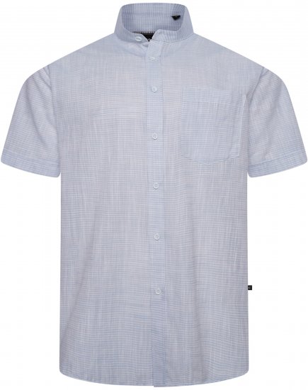 Kam Jeans 6334 Striped Grandad Short Sleeve Shirt Blue - Herrenhemden - Herrenhemden in großen Größen