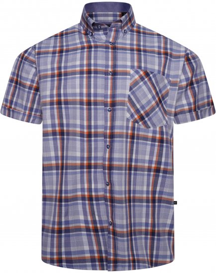 Kam Jeans 6339 Checked Short Sleeve Shirt Blue - Herrenhemden - Herrenhemden in großen Größen