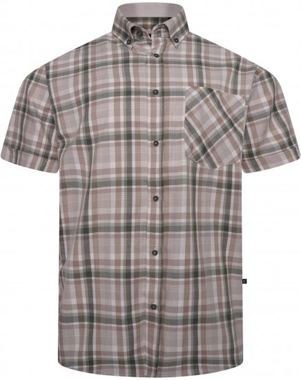 Kam Jeans 6339 Checked Short Sleeve Shirt Beige - Herrenhemden - Herrenhemden in großen Größen