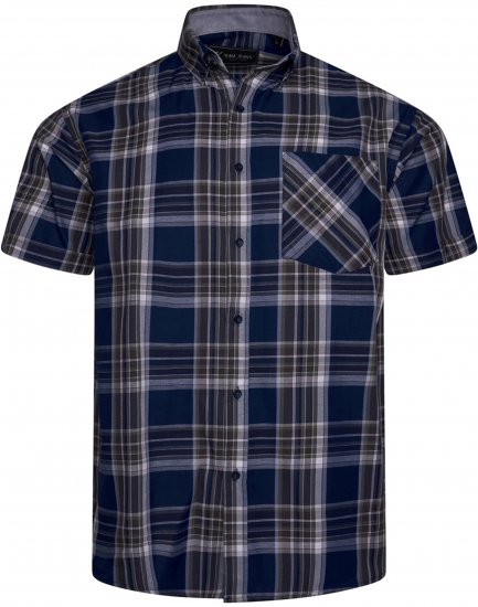 Kam jeans 6350 Casual Checked Short Sleeve Shirt Indigo - Herrenhemden - Herrenhemden in großen Größen