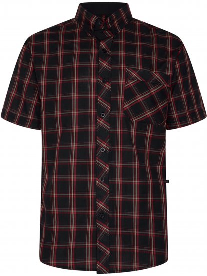 Kam Jeans 6365 Checked Short Sleeve Shirt Burgundy - Herrenhemden - Herrenhemden in großen Größen
