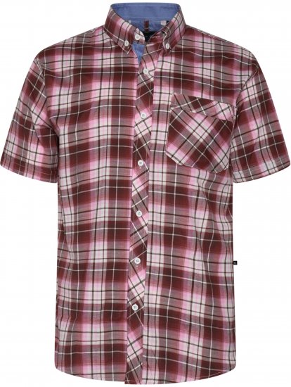 Kam Jeans 6368 Checked Short Sleeve Shirt Red - Herrenhemden - Herrenhemden in großen Größen