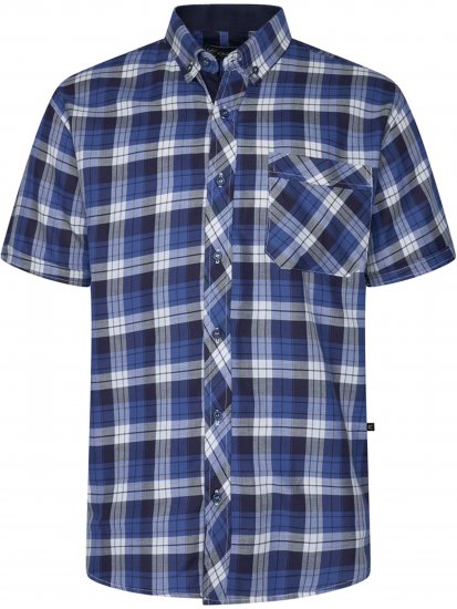 Kam Jeans 6369 Checked Short Sleeve Shirt Blue - Herrenhemden - Herrenhemden in großen Größen
