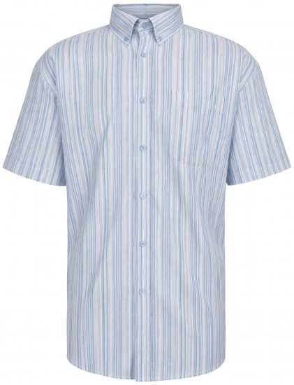 Kam Jeans 6373 Casual Striped Short Sleeve Shirt Blue - Herrenhemden - Herrenhemden in großen Größen
