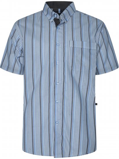 Kam Jeans 6374 Striped Short Sleeve Shirt Blue - Herrenhemden - Herrenhemden in großen Größen