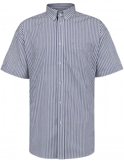 Kam Jeans 6375 Casual Striped Short Sleeve Shirt Navy - Herrenhemden - Herrenhemden in großen Größen