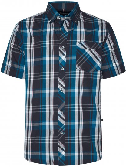 Kam Jeans 6380 Casual Checked Short Sleeve Shirt Navy - Kurzarmhemden - Herren Kurzarmhemden Große Größen
