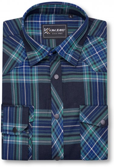 Kam Jeans 6353 Western Check Shirt Navy - Herrenhemden - Herrenhemden in großen Größen
