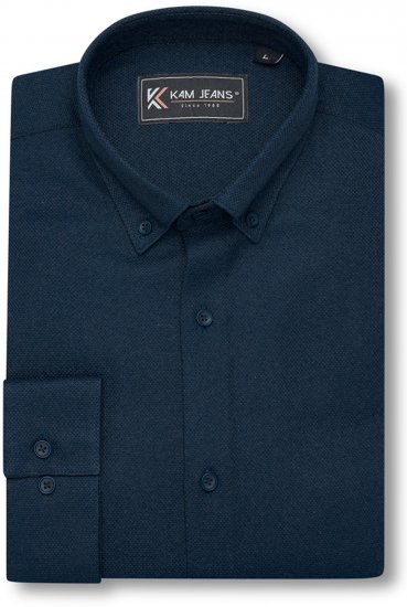 Kam Jeans 6357 Dobby Weave Shirt Navy - Herrenhemden - Herrenhemden in großen Größen