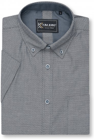 Kam Jeans 6359 All Over Geo Print Shirt Charcoal - Herrenhemden - Herrenhemden in großen Größen