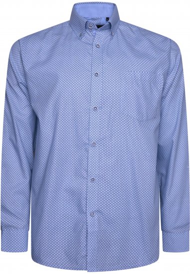 Kam Jeans 6361 All Over Geo Print Long Sleeve Shirt Sky Blue - Herrenhemden - Herrenhemden in großen Größen