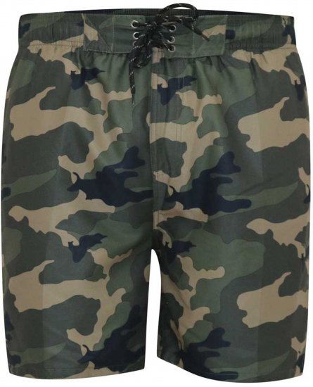 D555 Kody Camo Printed Swimshorts Khaki - Schwimmshorts - Herren-Badeshorts in Übergröße