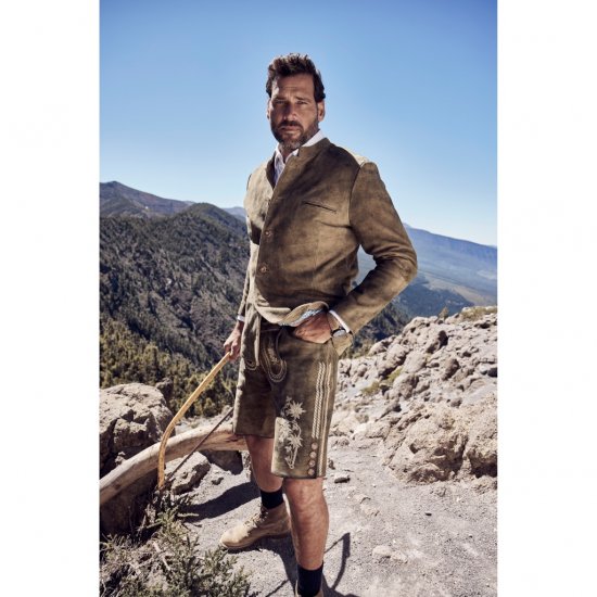 JP1880 Shorts Goat Suede with Belt Buckle Traditional Moss Green - Festmode - Festliche Mode – Stilvoll und bequem feiern