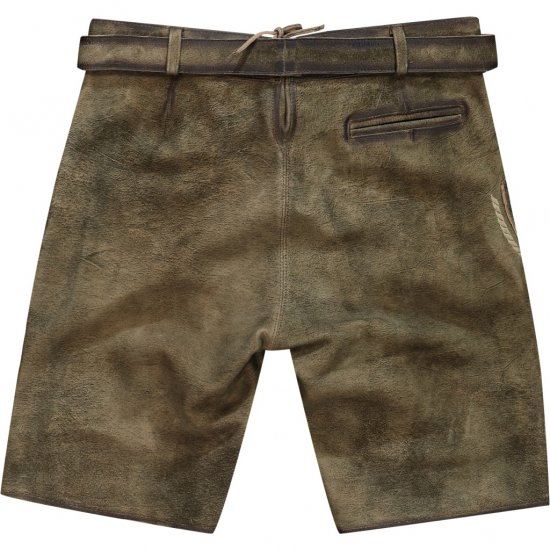 JP1880 Shorts Goat Suede with Belt Buckle Traditional Moss Green - Festmode - Festliche Mode – Stilvoll und bequem feiern