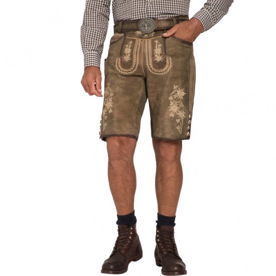 JP1880 Shorts Goat Suede with Belt Buckle Traditional Moss Green - Festmode - Festliche Mode – Stilvoll und bequem feiern