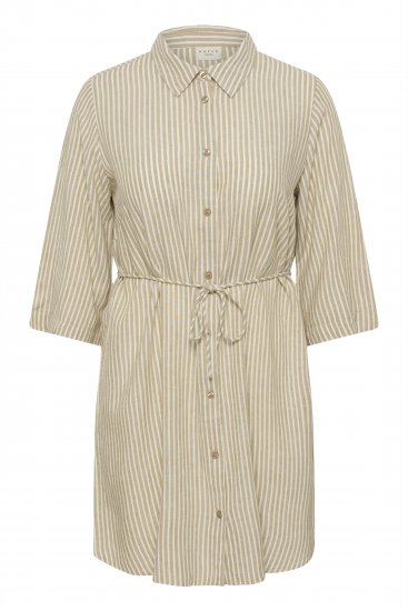 Kaffe Curve Milla Short Shirt Dress Chinchilla/Chalk Stripe - Minikleider - 