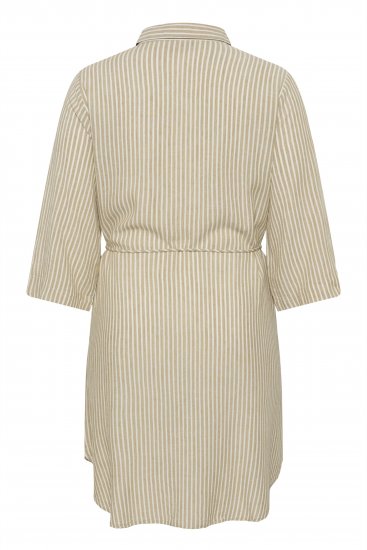 Kaffe Curve Milla Short Shirt Dress Chinchilla/Chalk Stripe - Minikleider - 