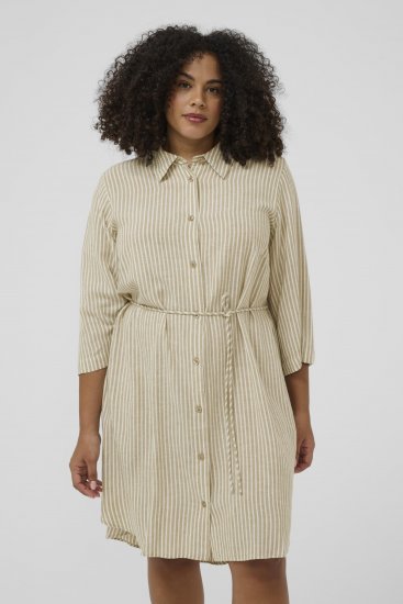 Kaffe Curve Milla Short Shirt Dress Chinchilla/Chalk Stripe - Minikleider - 