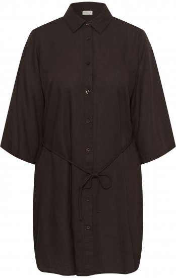 Kaffe Curve Mille Short Shirt Dress Black Coffee Brown - Minikleider - 