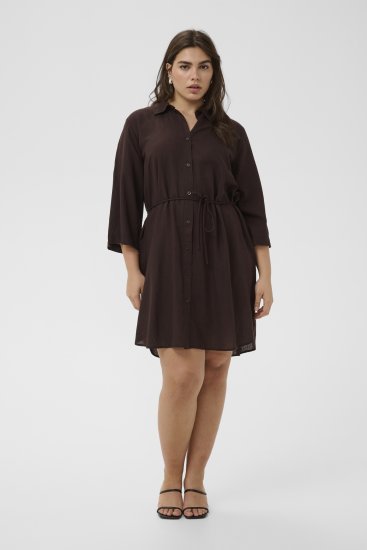 Kaffe Curve Mille Short Shirt Dress Black Coffee Brown - Minikleider - 