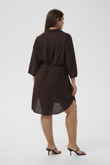 Kaffe Curve Mille Short Shirt Dress Black Coffee Brown - Minikleider - 