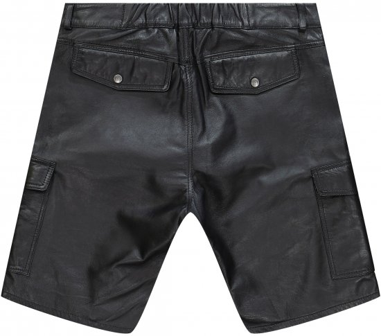 JP1880 Leather Shorts Cargo Pockets Lamb Nappa Leather Black - Herrenshorts - Herrenshorts in großen Größen