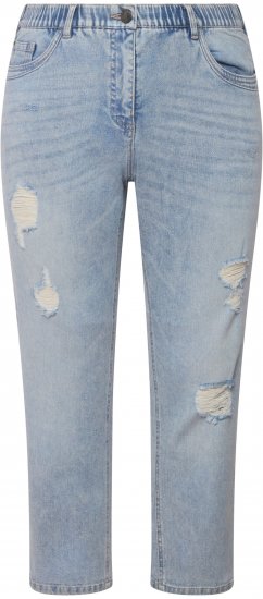 Ulla Popken Stonewashed Distressed Boyfriend Jeans Light Blue - Jeans & Hosen in Großen Größen – Plus Size - 