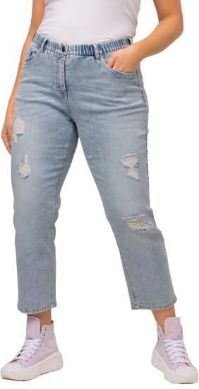 Ulla Popken Stonewashed Distressed Boyfriend Jeans Light Blue - Jeans & Hosen in Großen Größen – Plus Size - 