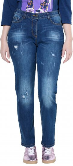 Ulla Popken Lightly Distressed Stretch Fit Jeans Blue Denim - Jeans & Hosen in Großen Größen – Plus Size - 