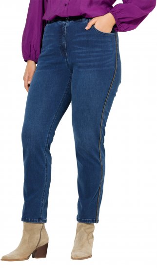 Ulla Popken Rhinestone Seam Stretch Fit Jeans Blue Denim - Jeans & Hosen in Großen Größen – Plus Size - 