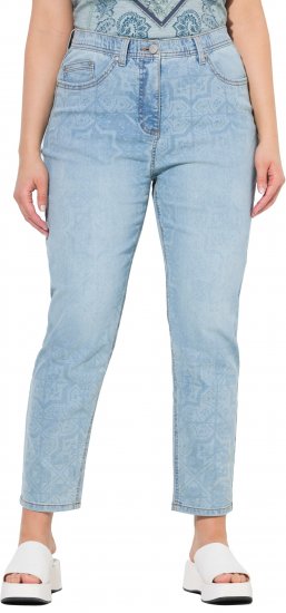 Ulla Popken Tile Laser Print Stretch Fit Jeans Light Light Blue Denim - Jeans & Hosen in Großen Größen – Plus Size - 