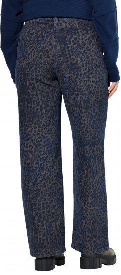 Ulla Popken Leopard Print Stretch Fit Jeans Ink Blue - Jeans & Hosen in Großen Größen – Plus Size - 