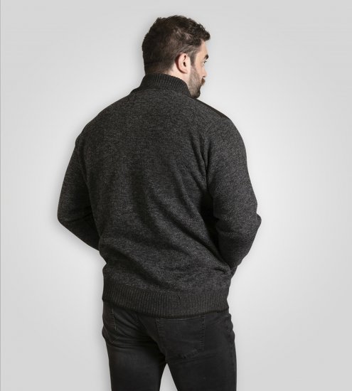 D555 Dereham 2 Knitted Sweater with Zipper Charcoal Marl - Herren-sweater und -hoodies - Herren-Sweater und -Hoodies in großen Größen