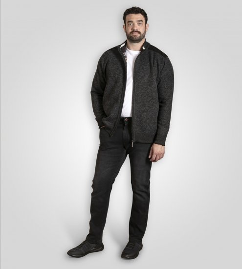D555 Dereham 2 Knitted Sweater with Zipper Charcoal Marl - Herren-sweater und -hoodies - Herren-Sweater und -Hoodies in großen Größen